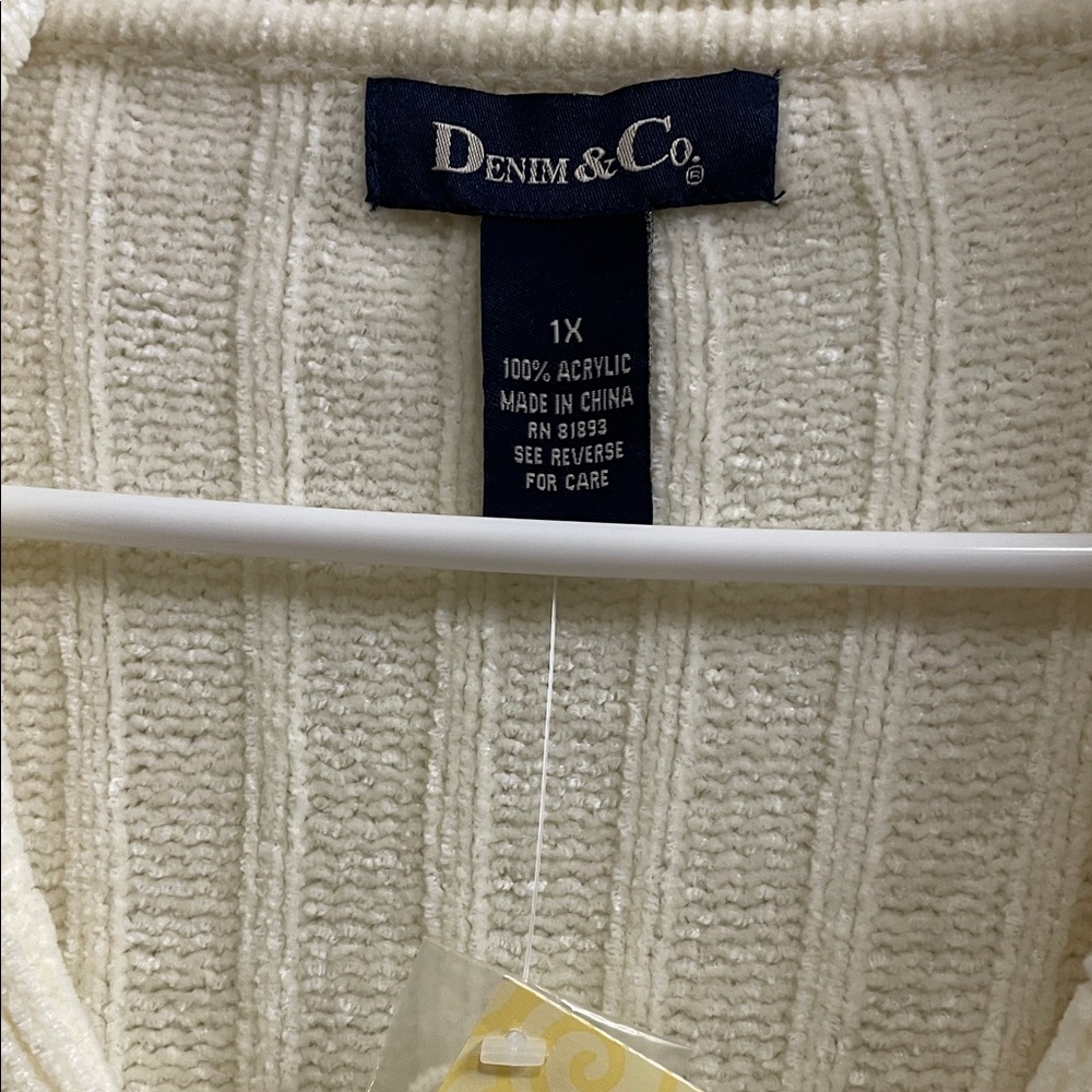 Cream Ribbed Women's Sweater - Picture 3 of 5